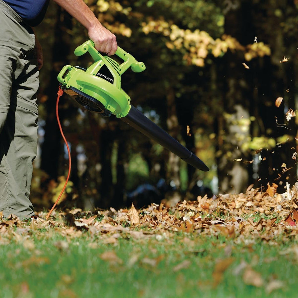 Electric Leaf Blower Vacuum Mulcher, 12 Amp, 3-in-1 Yard Tool, Lime Green