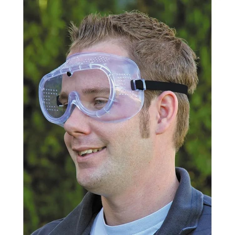 Western Safety Clear Protective Safety Goggles with Adjustable Elastic Band, Ventilated Design, 3 Pack