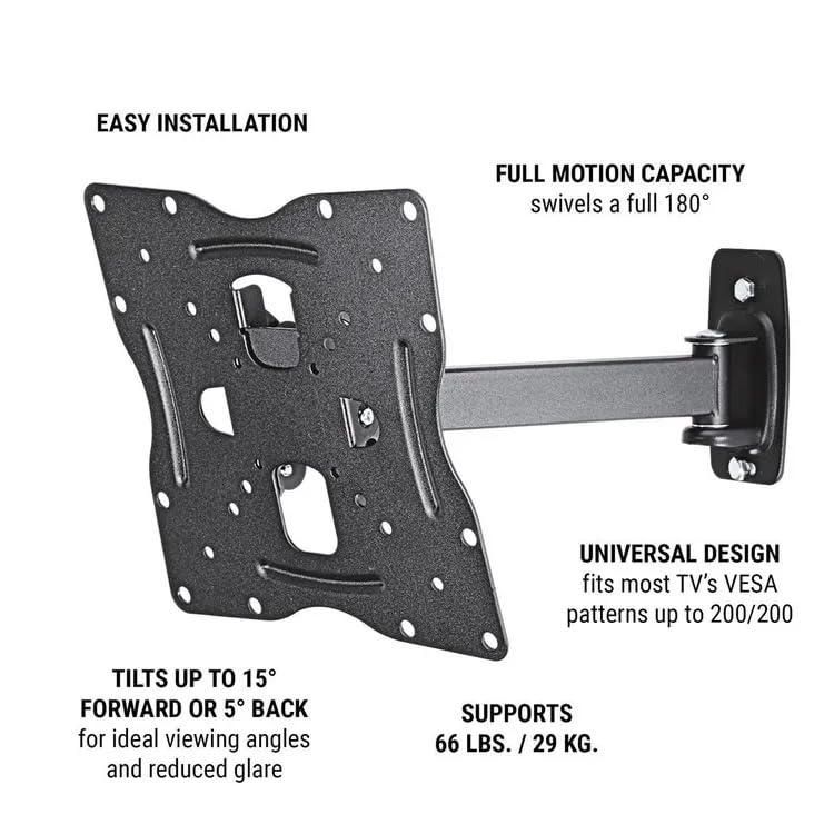 Swivel and Tilt TV Wall Mount for 17 in. to 42 in. TVs, Black Adjustable Bracket