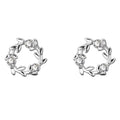 925 Sterling Silver Flower Zircon Earrings Ear Studs, 1 Pair