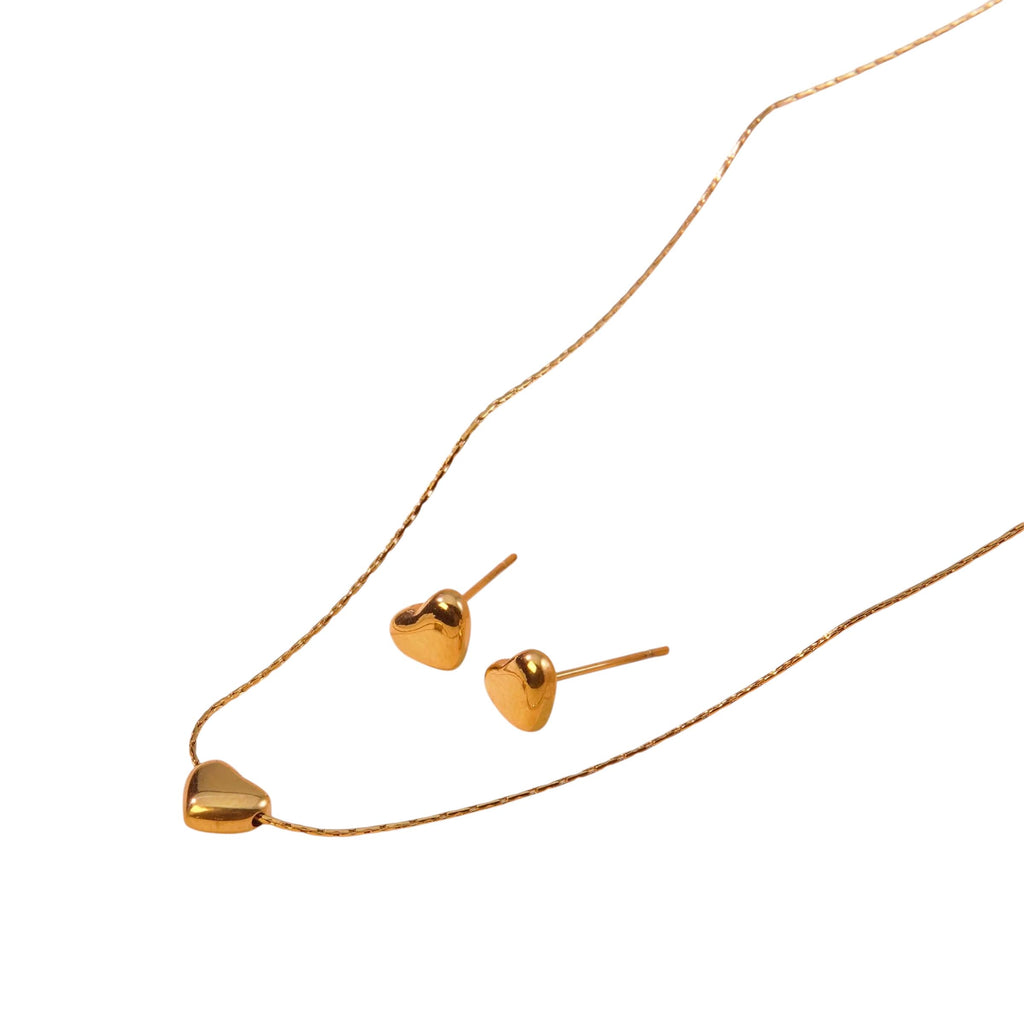 Ion Plating (IP) 18K Gold Plated Heart Shape 304 Stainless Steel Classic Style Waterproof Non Tarnish Jewelry Set