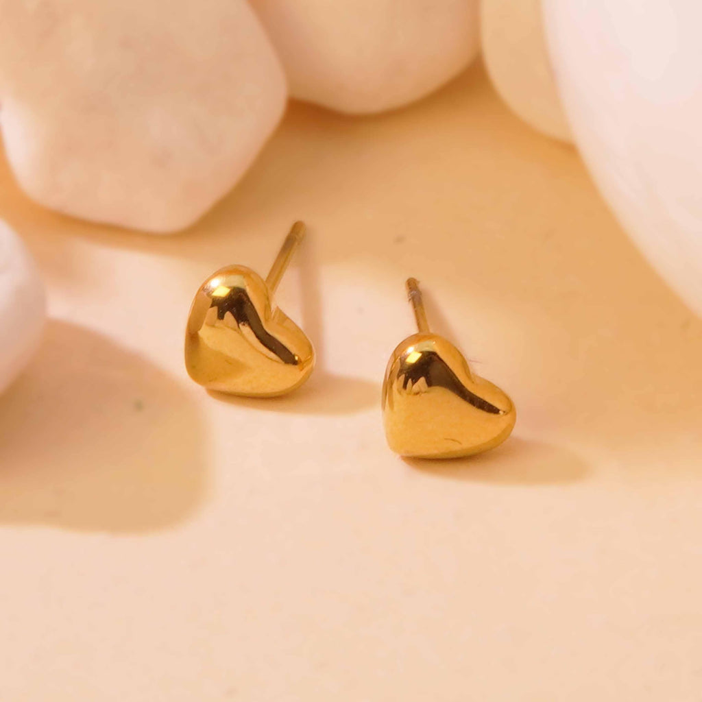 Ion Plating (IP) 18K Gold Plated Heart Shape 304 Stainless Steel Classic Style Waterproof Non Tarnish Jewelry Set