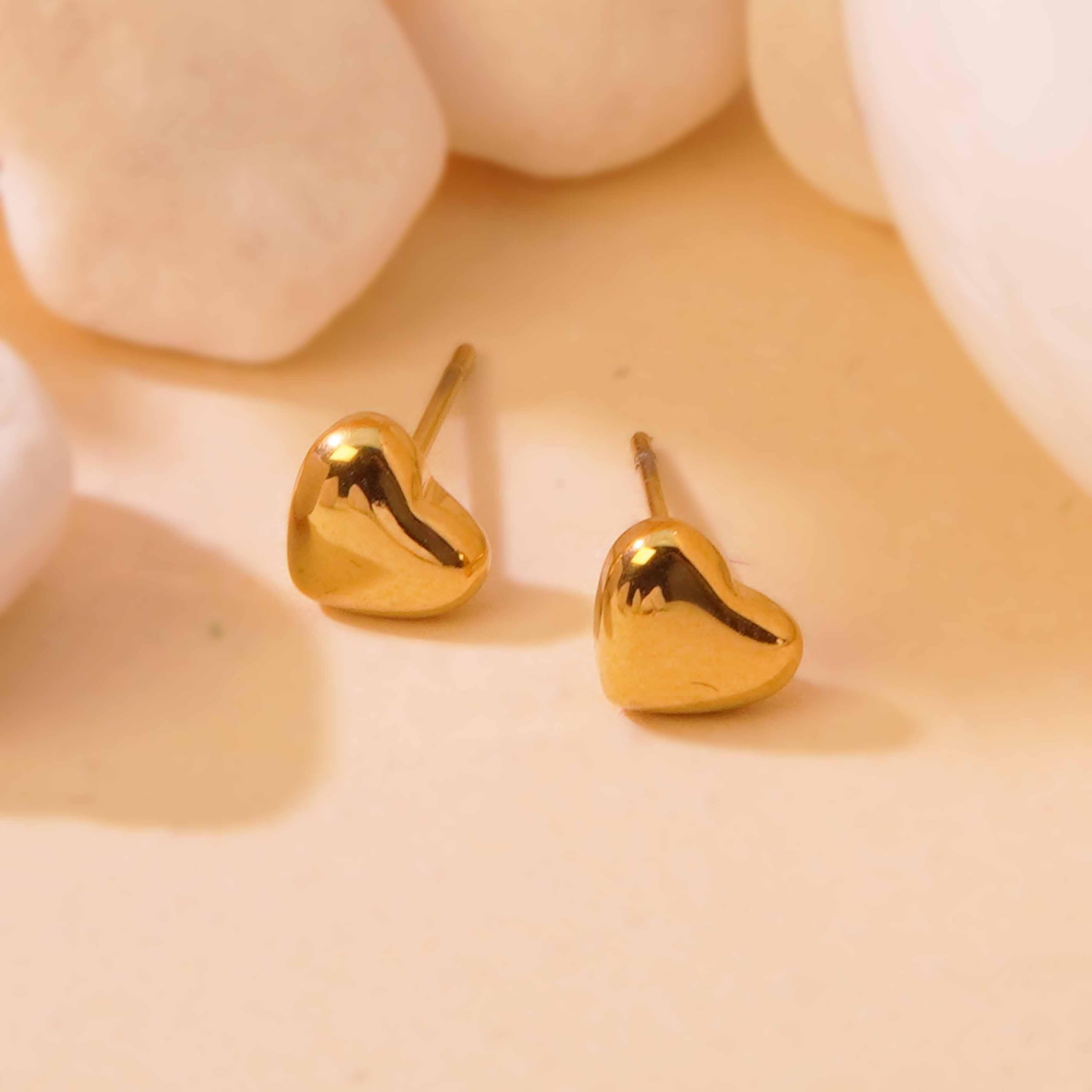 Ion Plating (IP) 18K Gold Plated Heart Shape 304 Stainless Steel Classic Style Waterproof Non Tarnish Jewelry Set