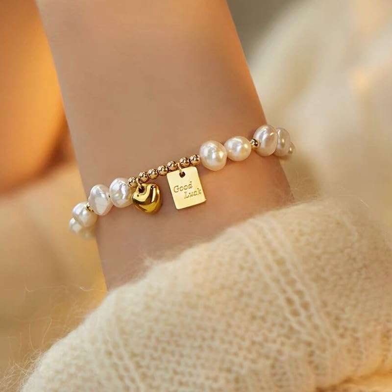 Elegant Heart Shape Freshwater Pearl Bracelets