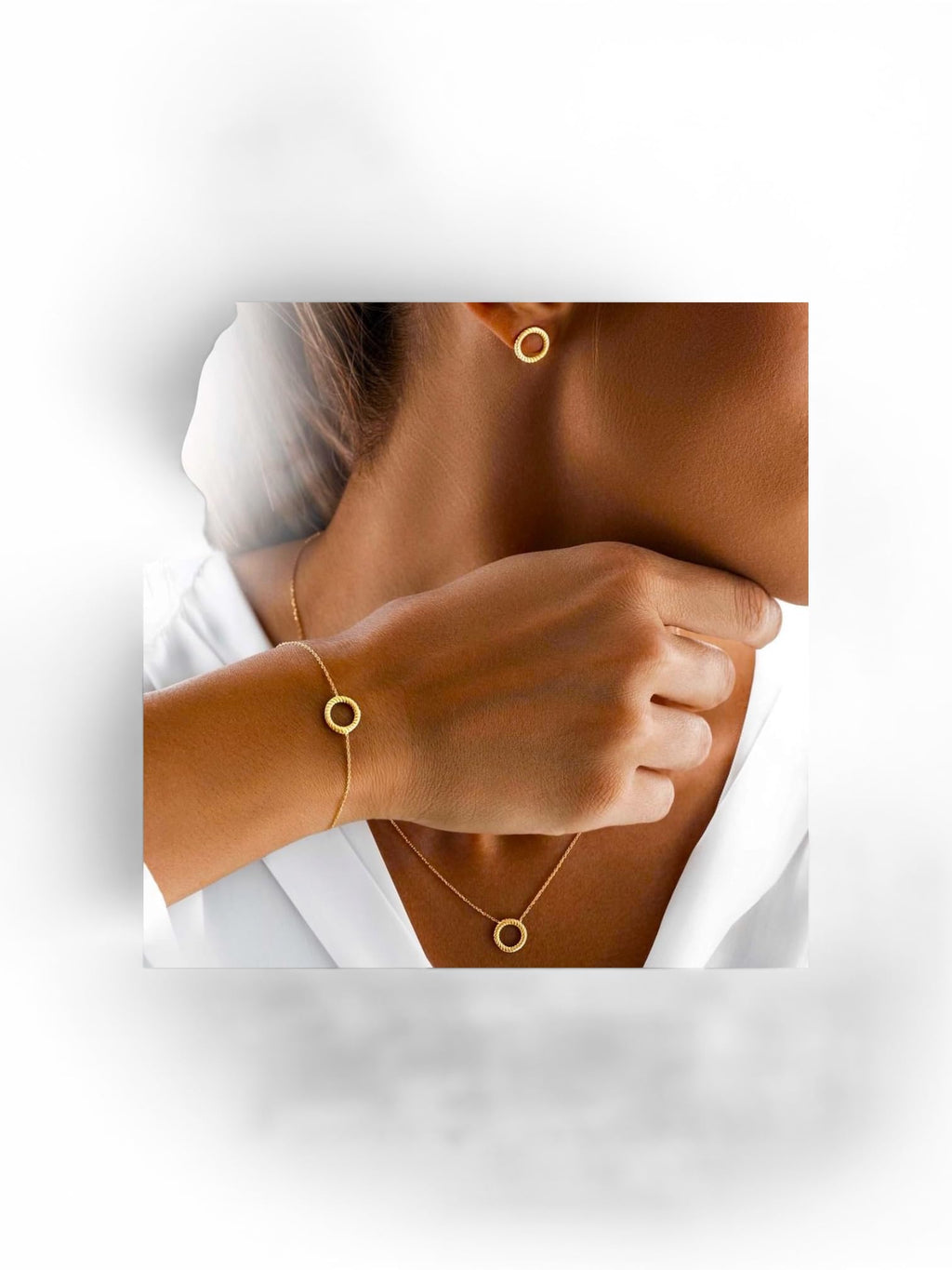 Ion Plating (IP) 18K Gold Plated Round 304 Stainless Steel Vintage Style Simple Style Waterproof Non Tarnish Bracelets Earrings Necklace