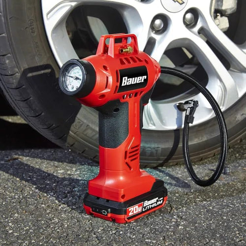 20V Cordless Air Inflator, 0-160 PSI Portable Compressor, Red, Tool Only