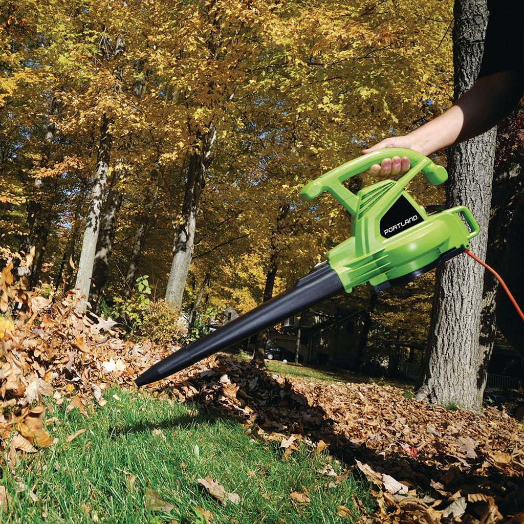 Electric Leaf Blower Vacuum Mulcher, 12 Amp, 3-in-1 Yard Tool, Lime Green