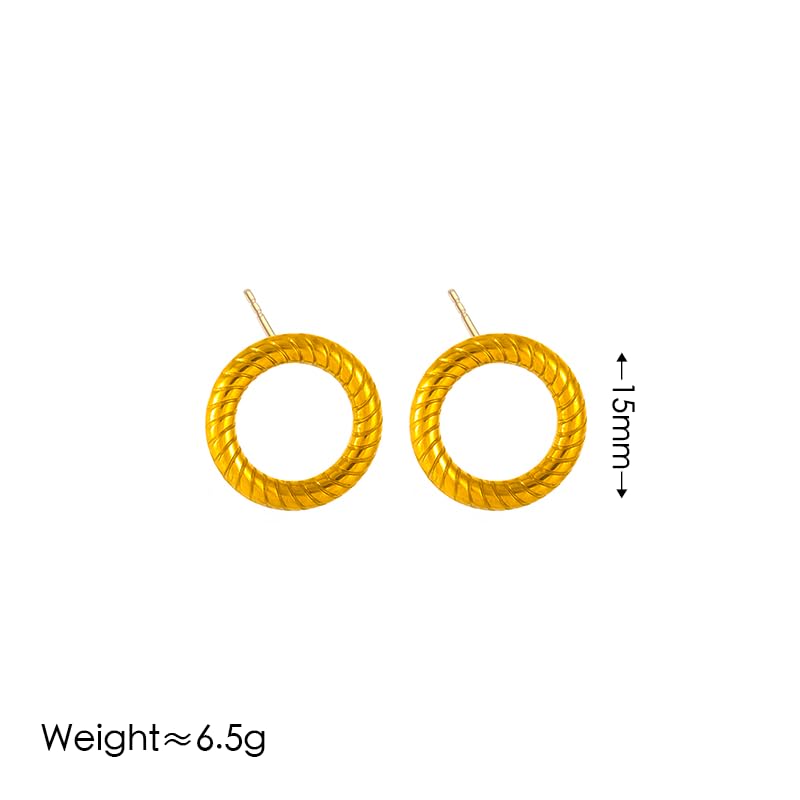 Ion Plating (IP) 18K Gold Plated Round 304 Stainless Steel Vintage Style Simple Style Waterproof Non Tarnish Bracelets Earrings Necklace