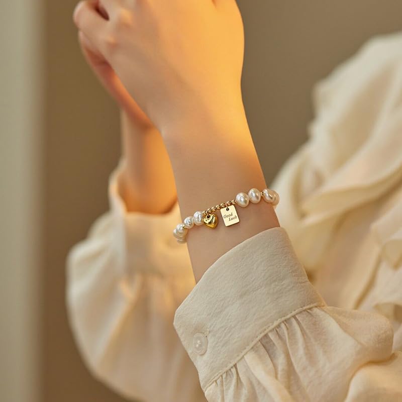 Elegant Heart Shape Freshwater Pearl Bracelets